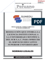 Resolución SUNEDU Científica Del Sur