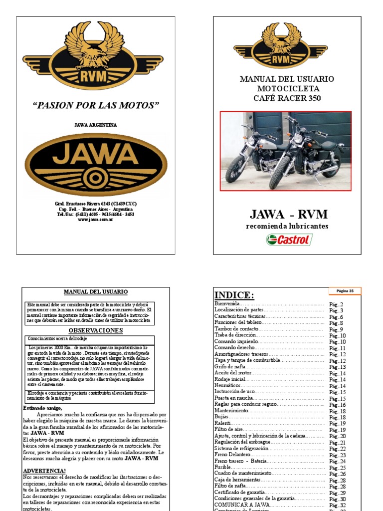 Manual Cafe Racer 1 Motocicleta Tanques