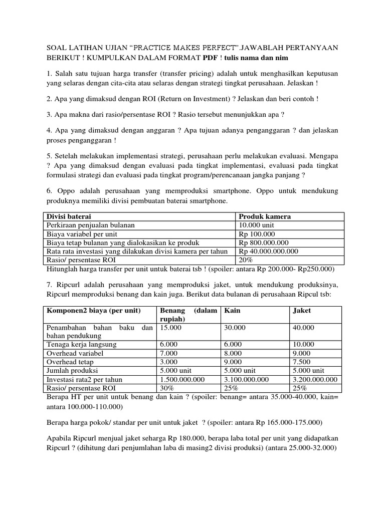 Soal Latihan Ujian Spm