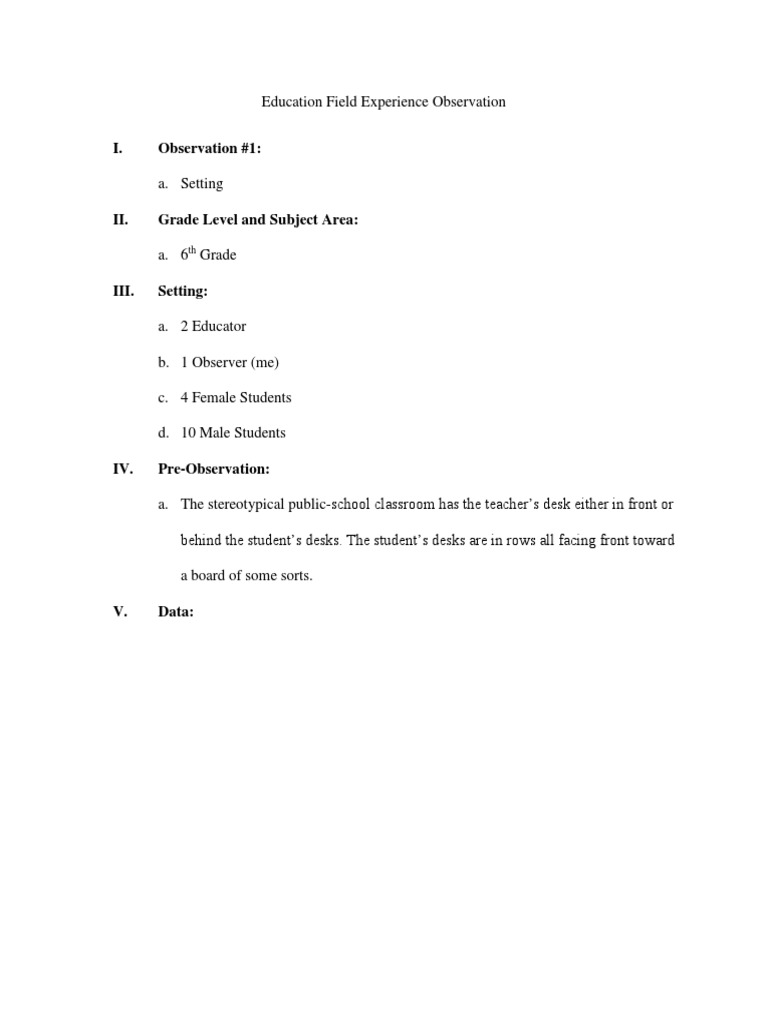 Weebly Observation Setting | PDF | Classroom | Teachers