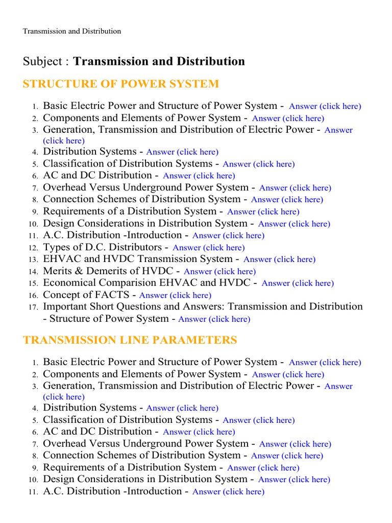 Transmission and Distribution - Lecture Notes, Study Material and ...