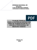 Plan de trabajo para la autoevaluación de la Escuela Profesional de Medicina Humana