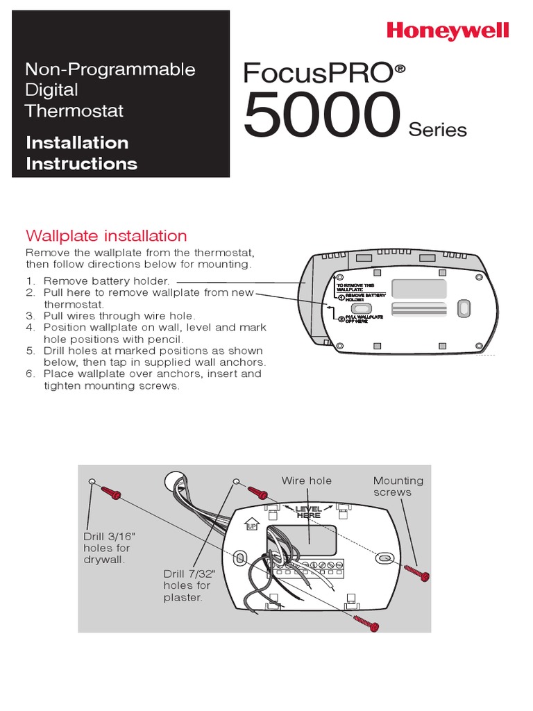 Manual Instalacion Termostato Honeywell FocusPro5000 PDF Business