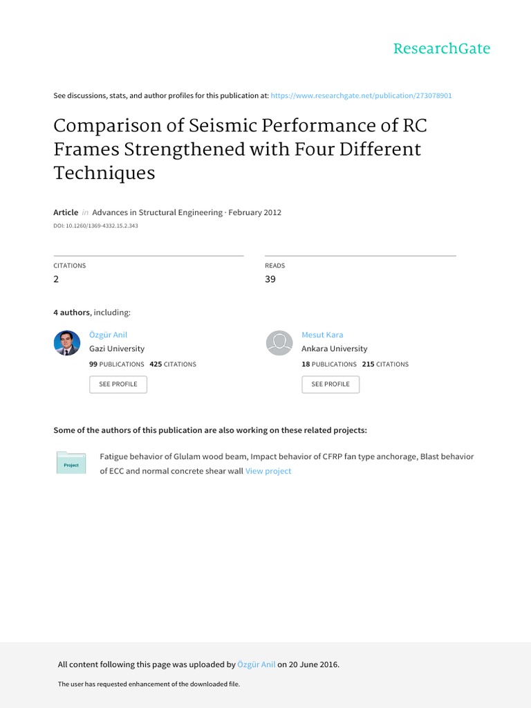 Comparison of Seismic Performance of RC Frames Strengthened With Four ...
