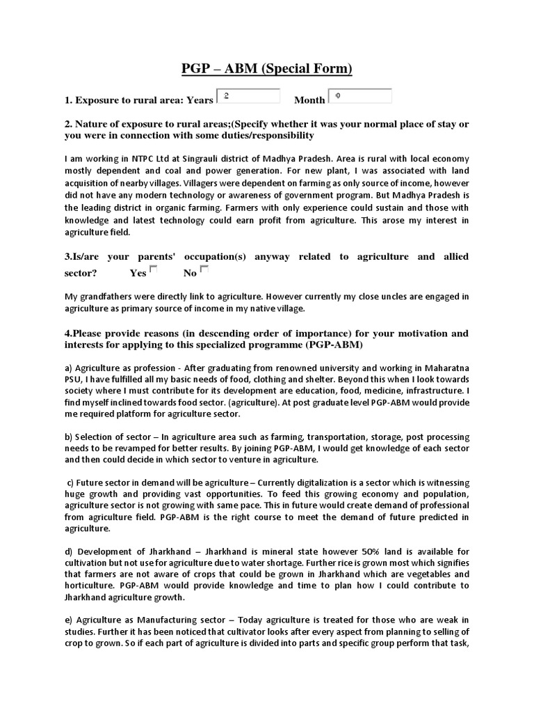 Pgp Abm Iim Lucknow Form Pdf Natural Resource Management Agriculture
