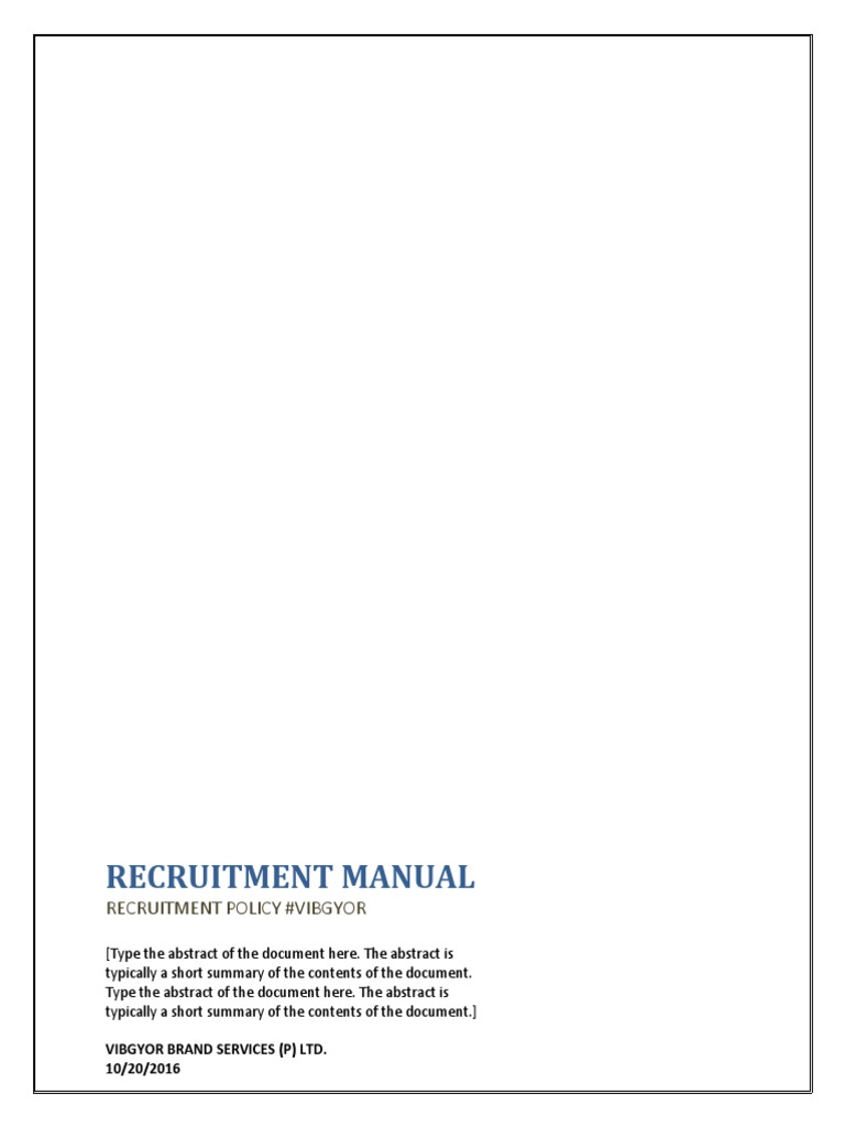Recruitment Manual 161016 PDF Recruitment Employment