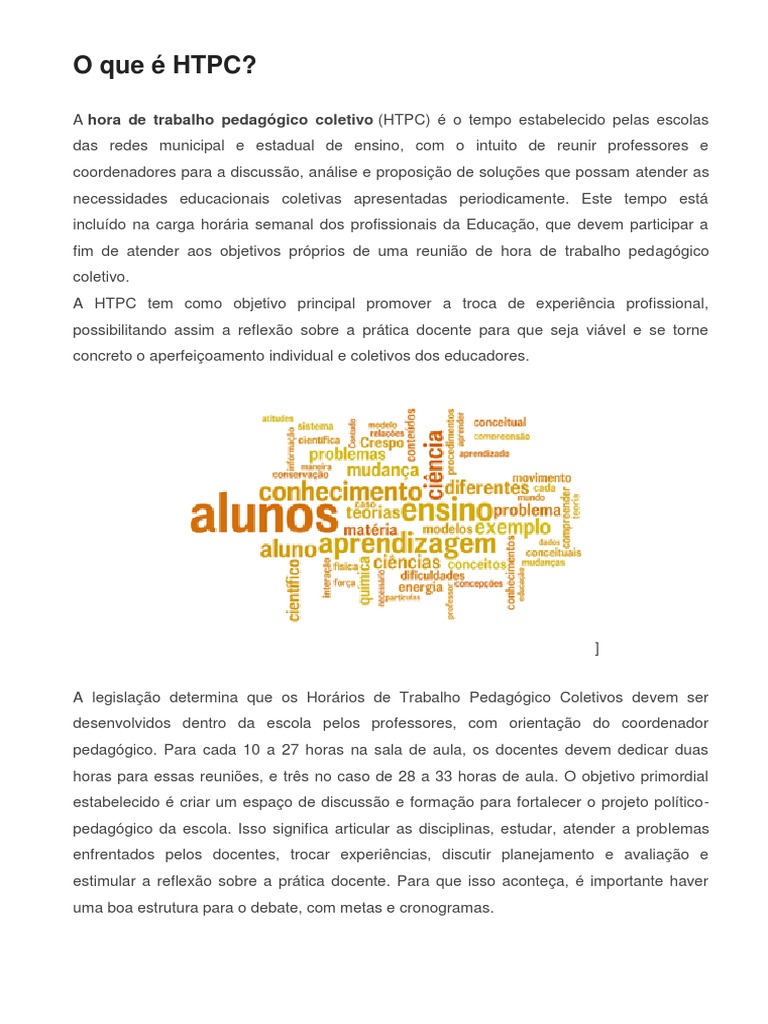 O que é HTPC | PDF | Pedagogia | Lição