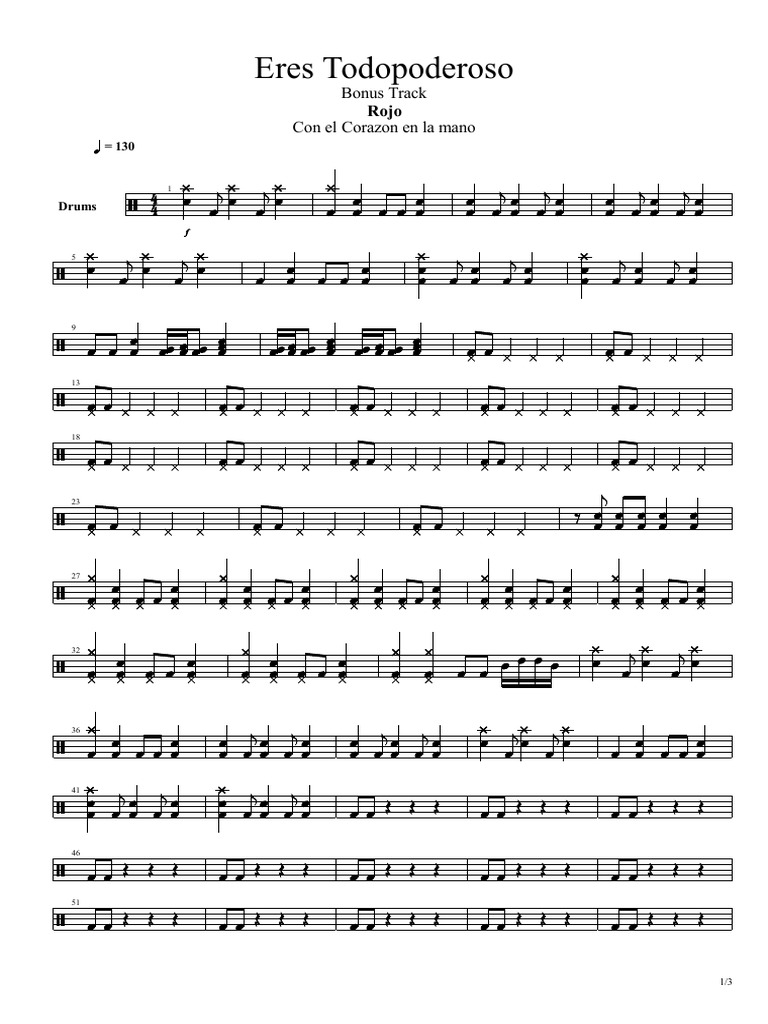Rojo eres todo poderoso bateria pdf