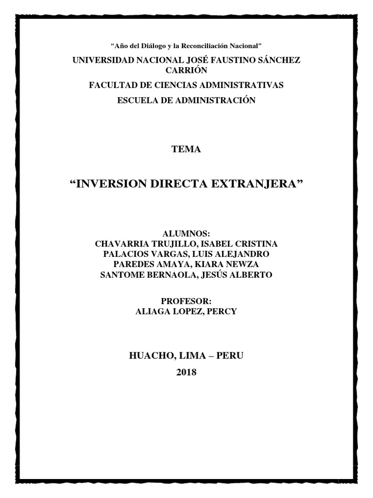 Inversion Indirecta Extranjera en El Peru | PDF | La inversión ...