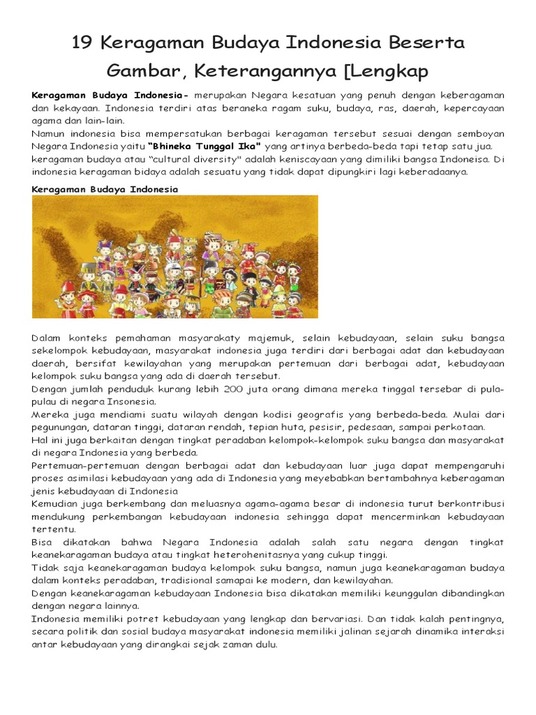 Keanekaragaman Budaya Indonesia Greatnesia