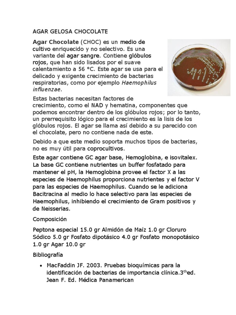 Agar Gelosa Chocolate PDF Ciencias de la vida Organismos