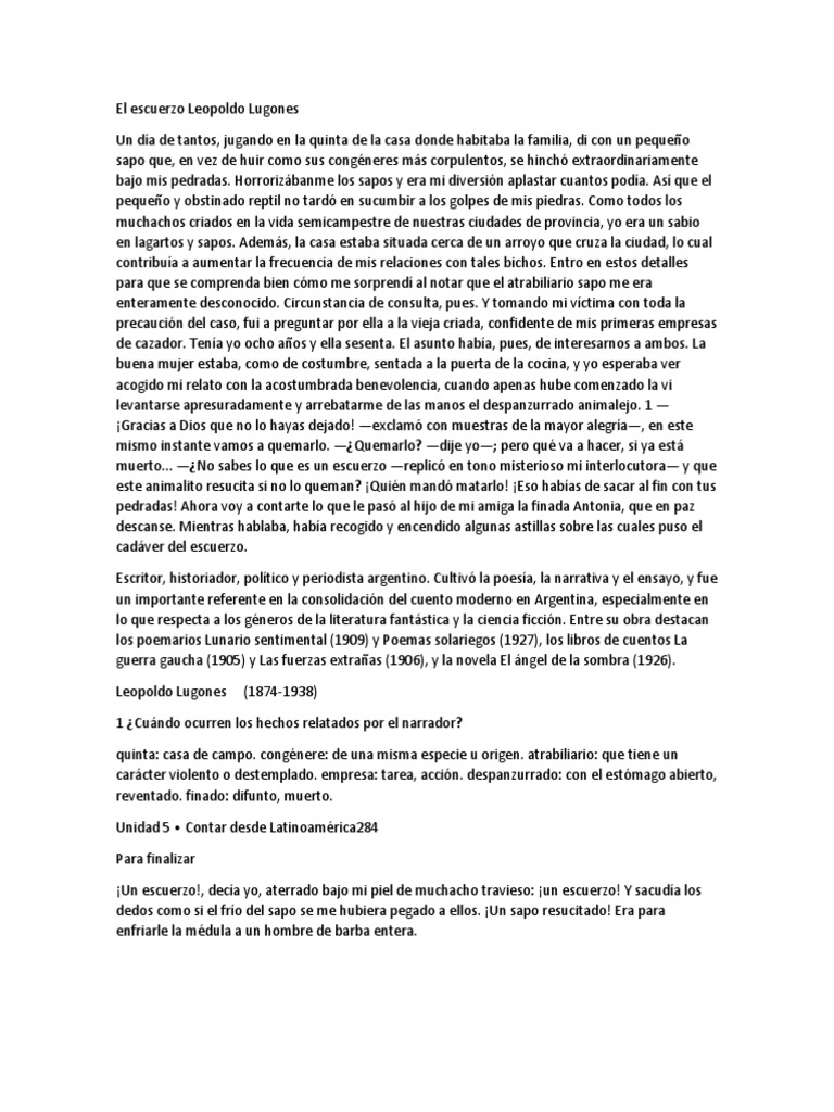 El Escuerzo Leopoldo Lugones PDF