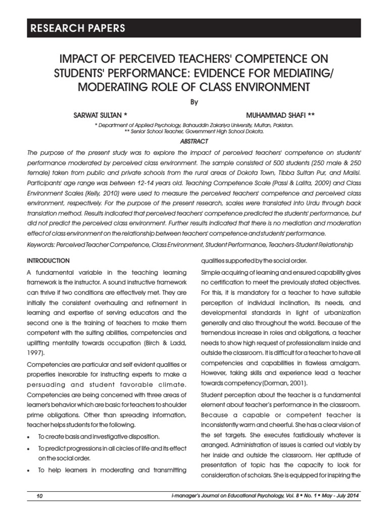 Teacher Competence and Student Performance | PDF | Coefficient Of ...