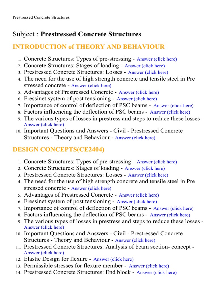 Overview of Prestressed Concrete Concepts | PDF | Beam (Structure ...