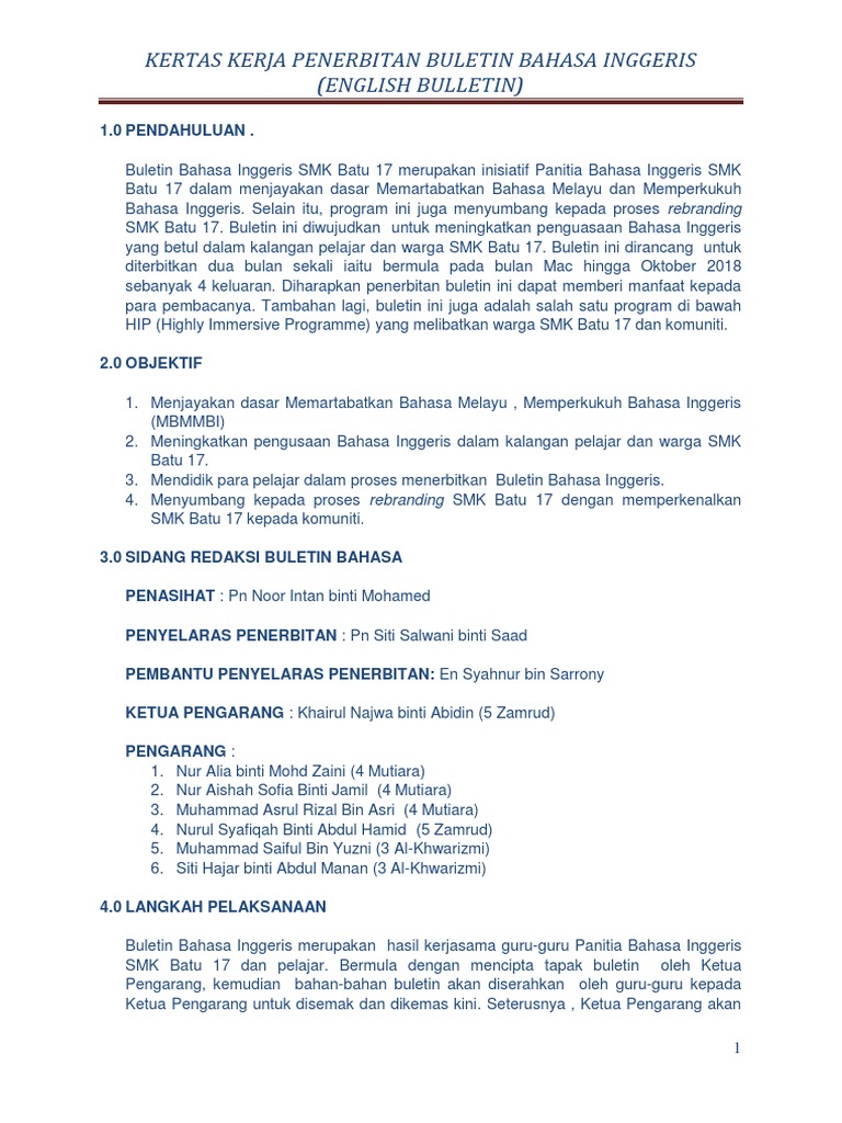 Kertas Kerja Buletin Bahasa Inggeris Pdf