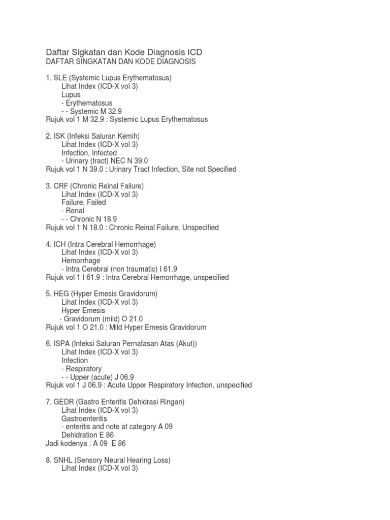 ICD Diagnosis Codes Abbreviations | PDF