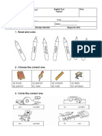 Read and Color.: A) Book B) Pencil A) Pencil B) Ruler A) Scissors B) Ruler A) Desk B) Window