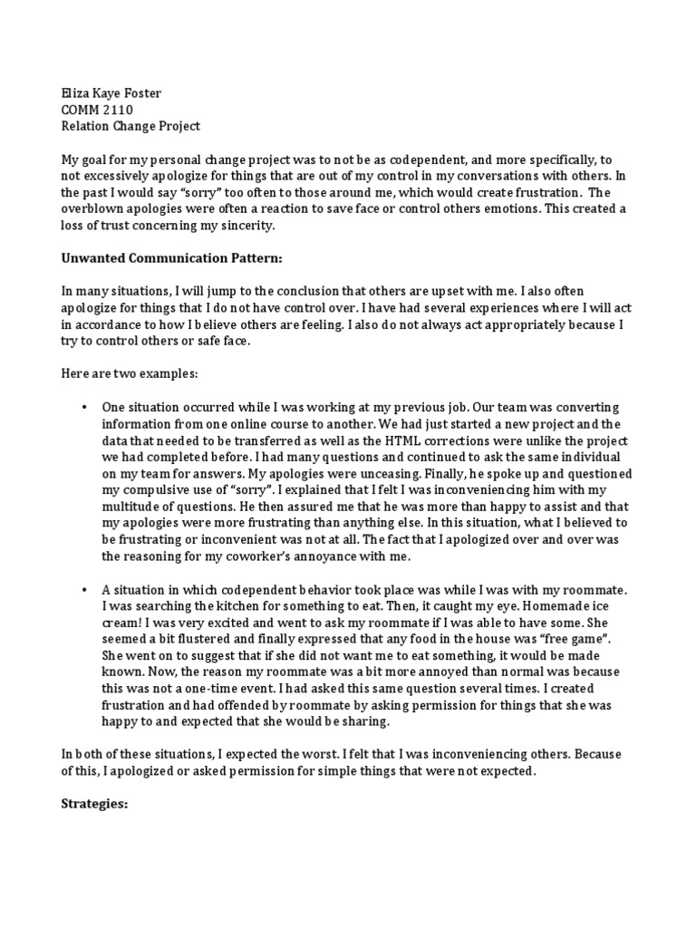 Comm - Relation Change Project | PDF | Feeling | Empathy
