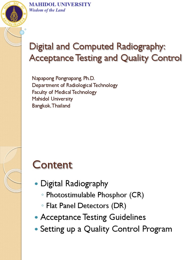 Quality Management in Digital Imaging | PDF | Radiography | Optical ...