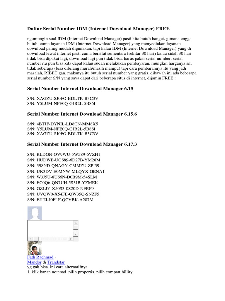 Daftar serial number idm pdf