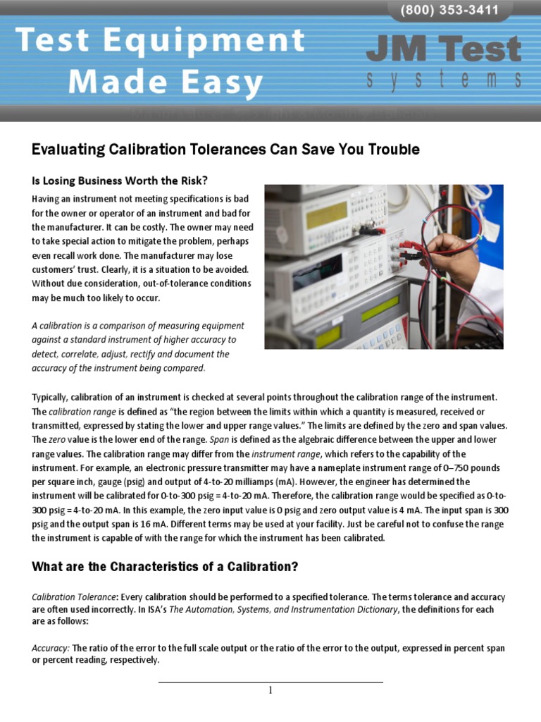 Calibration Tolerances PDF Calibration Engineering Tolerance
