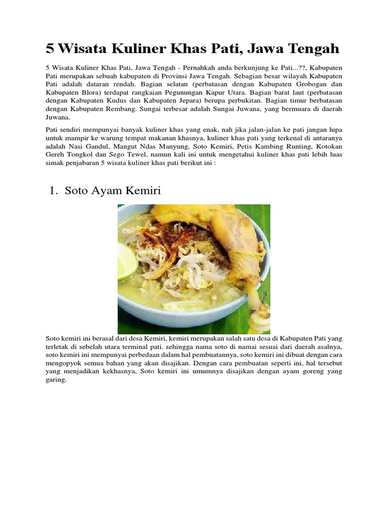 5 Wisata Kuliner Khas Pati
