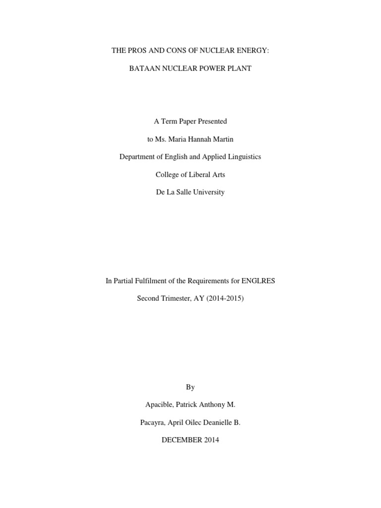Pros and Cons of Nuclear Energy in the Philippines | PDF | Nuclear ...