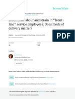 Emotional Labour and Strain in "Front-Line" Service Employees: Does Mode of Delivery Matter?