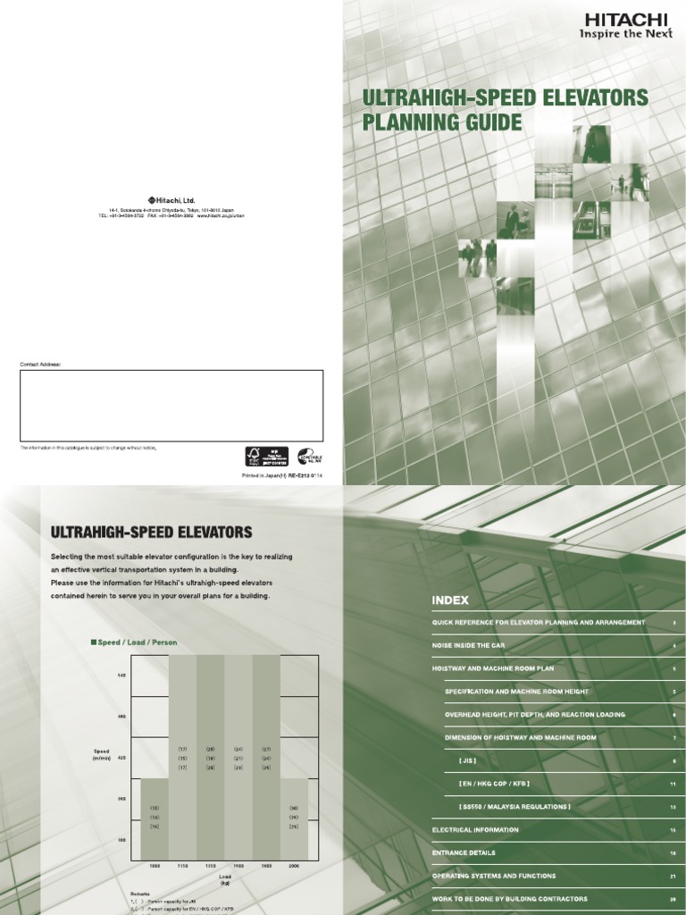 Hitachi Ultrahigh-Speed Elevators Planning Guide With Power Sizing | PDF