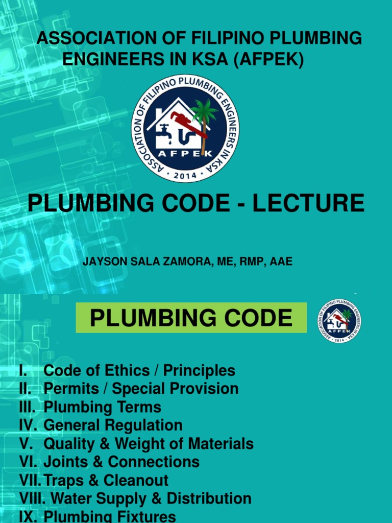 Plumbing Code Overview for Engineers | PDF | Plumbing | Specification ...