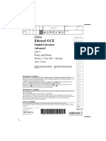 EdExcel a Level English Literature Unit 5 Paper 1 Jun 2007