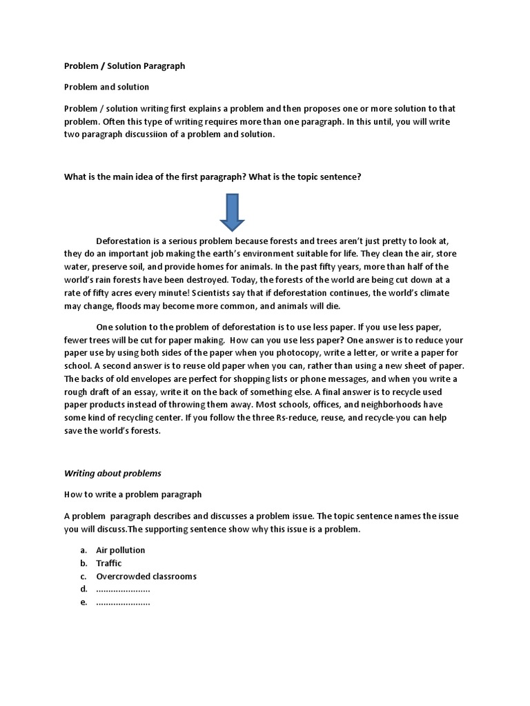 Problem and Solution Paragraph  PDF  Paper  Deforestation