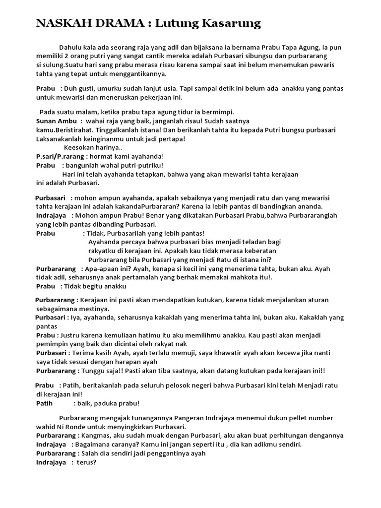 Naskah Drama Lutung Kasarung
