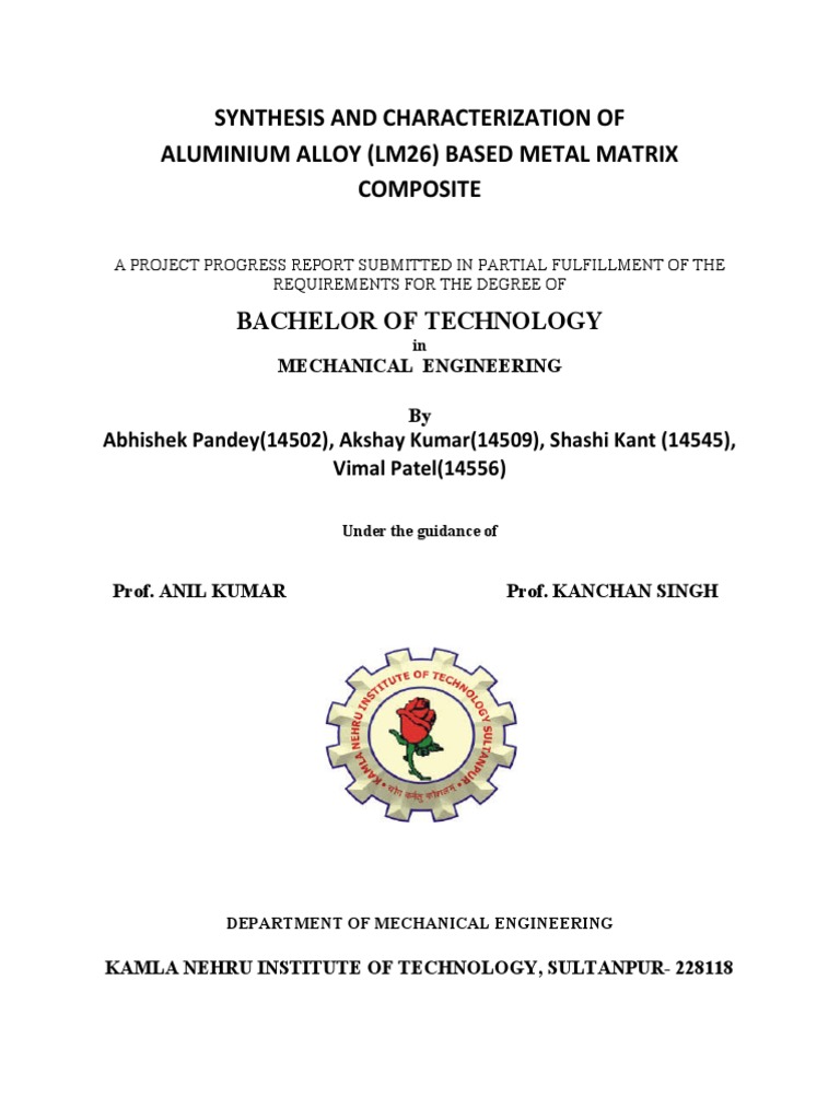 Synthesis and Characterization of Aluminium Alloy (Lm26) Based Metal ...