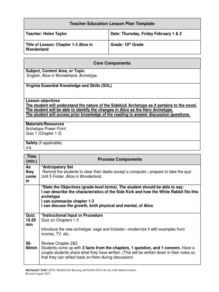 Aiw Chapter1-3 Lessonplan Feb1 2 | PDF | Lesson Plan | Teachers