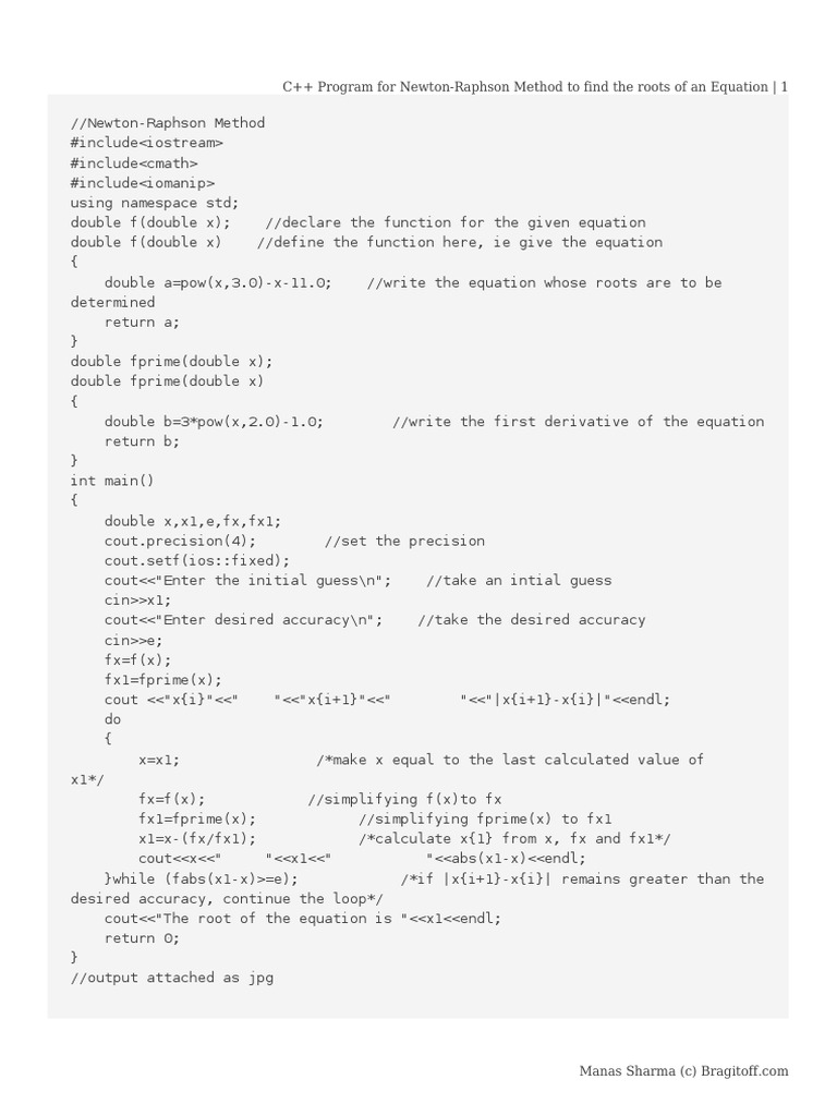 C Program For Newton Raphson Method To Find The Roots Of An Equation