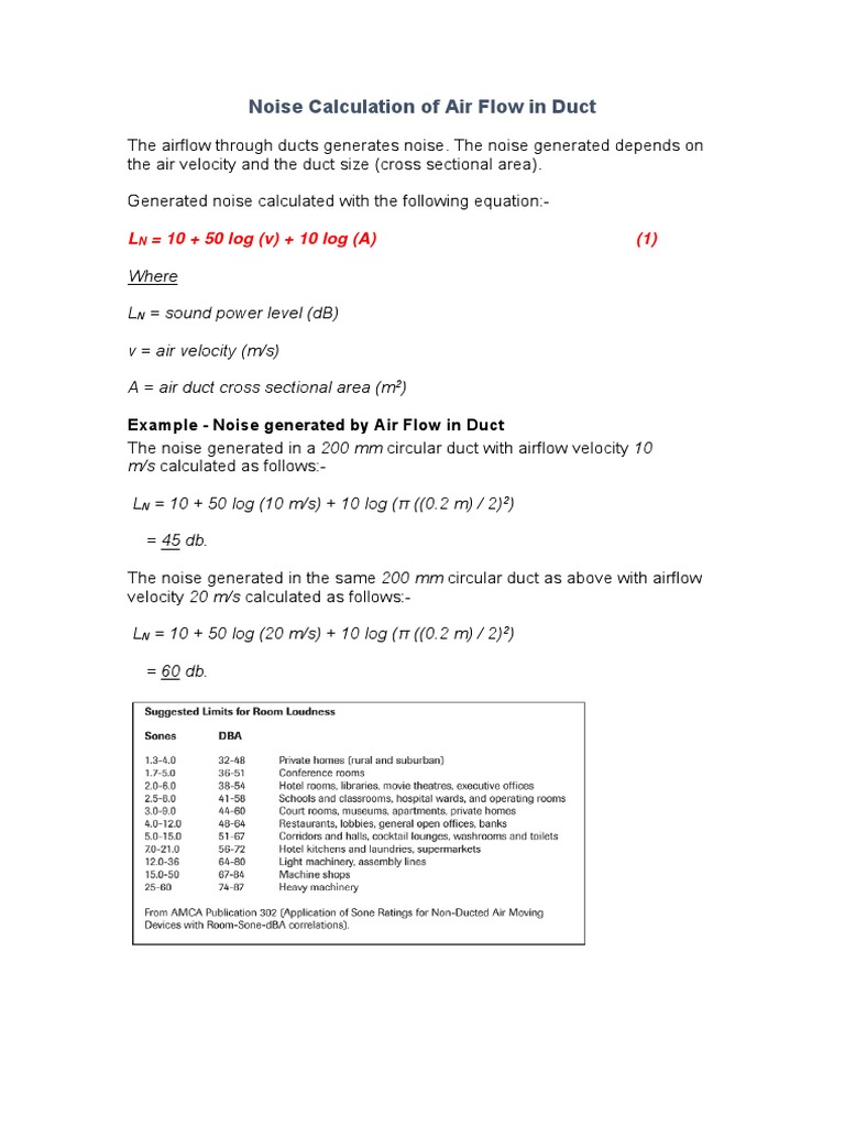 Noise Calculation for Duct Air Flow | PDF | Duct (Flow) | Mechanical ...