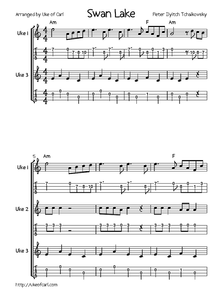 Swan Lake Notation and Tab Uke of Carl PDF Performing Arts Ballet