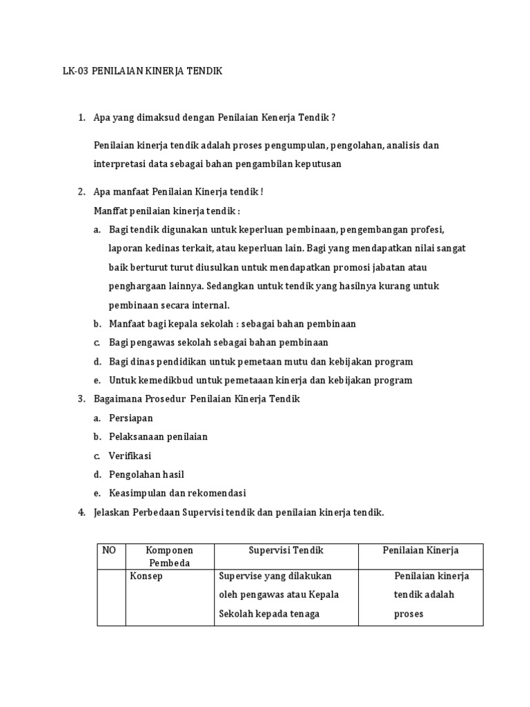 Lk 03 Penilaian Kinerja Tendik