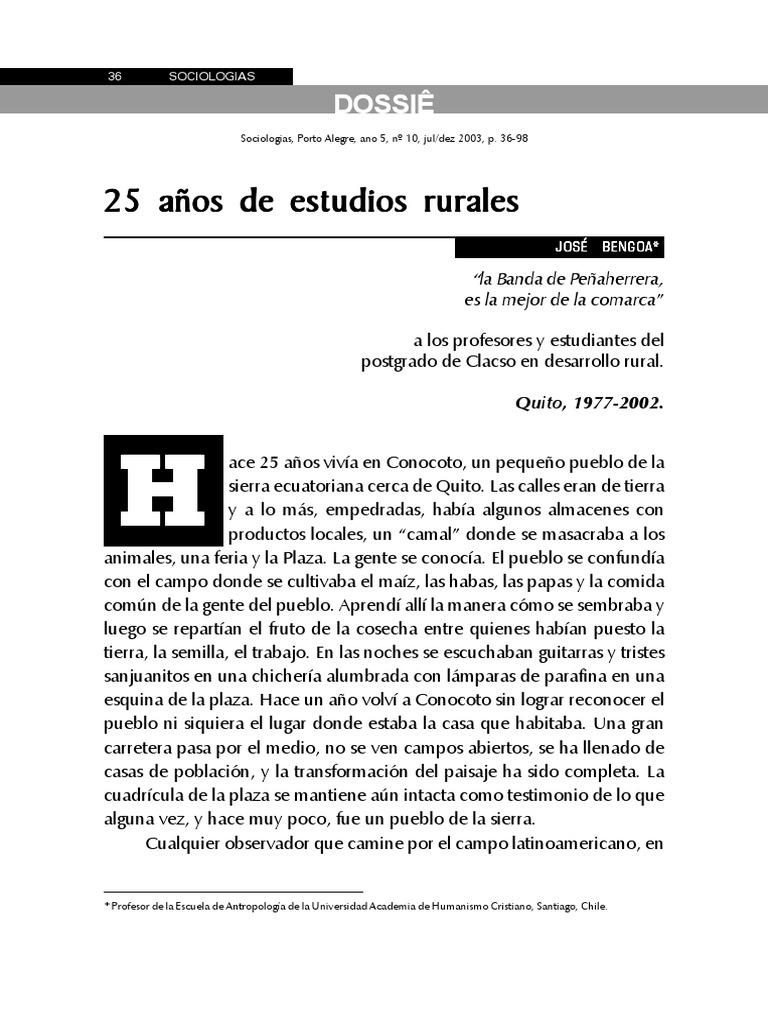 25 Años de Estudios Rurales PDF | PDF | Área rural | Agricultura
