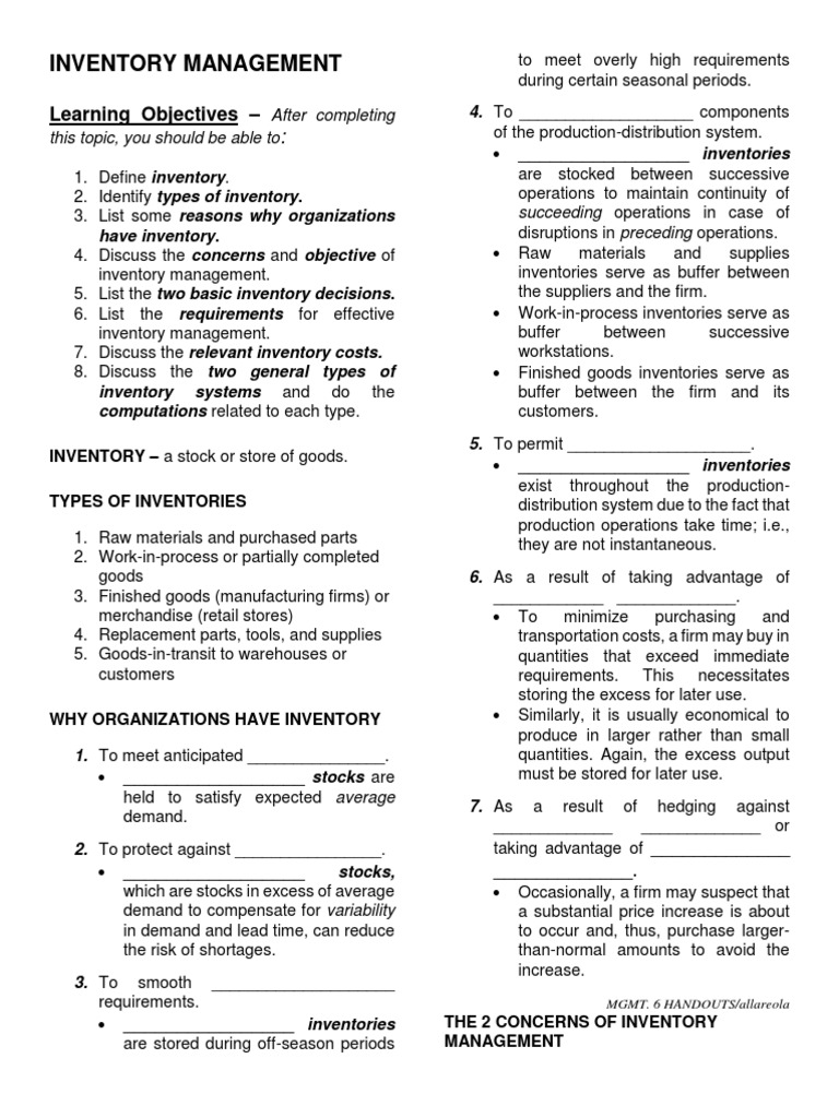 Inventory Management Essentials Guide | PDF | Inventory | Production ...