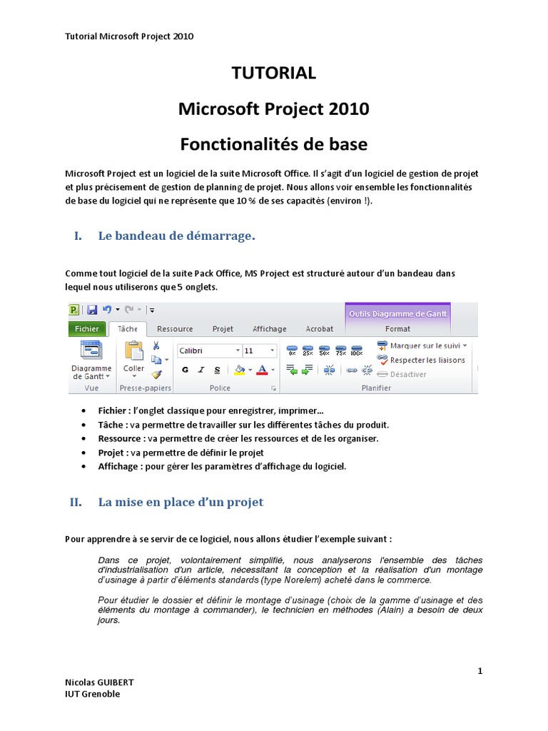Tutoriel Microsoft Project 2010 | PDF | Microsoft | Planification