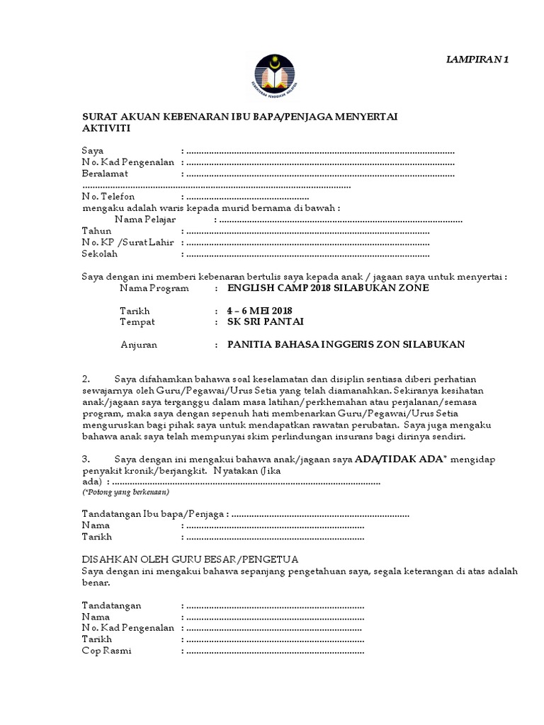 Borang Kebenaran Ibubapa Pdf