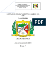 Plan de área matemáticas IE Barrios Unidos del Sur grado 5