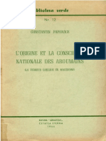 Constantin Papanace - L'Origine Et La Conscience Nationale Des Aroumains - 1955