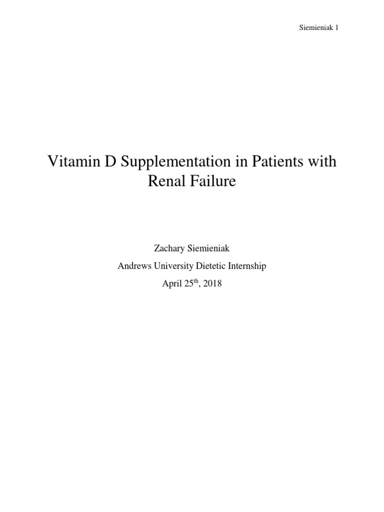 Vitamin D Supplementation in Patients with Renal Failure Vitamin D