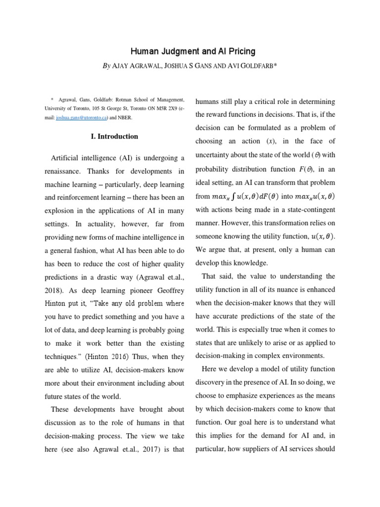 Human Judgment in AI Pricing Models | PDF | Artificial Intelligence ...