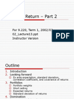 Risk and Return - Part 2: For 9.220, Term 1, 2002/03 02 - Lecture13.ppt Instructor Version