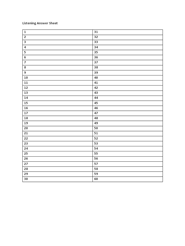 Listening Answer Sheet Template | PDF