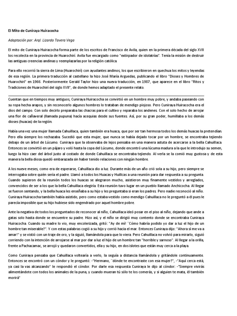 El Mito de Cuniraya Huiracocha PDF